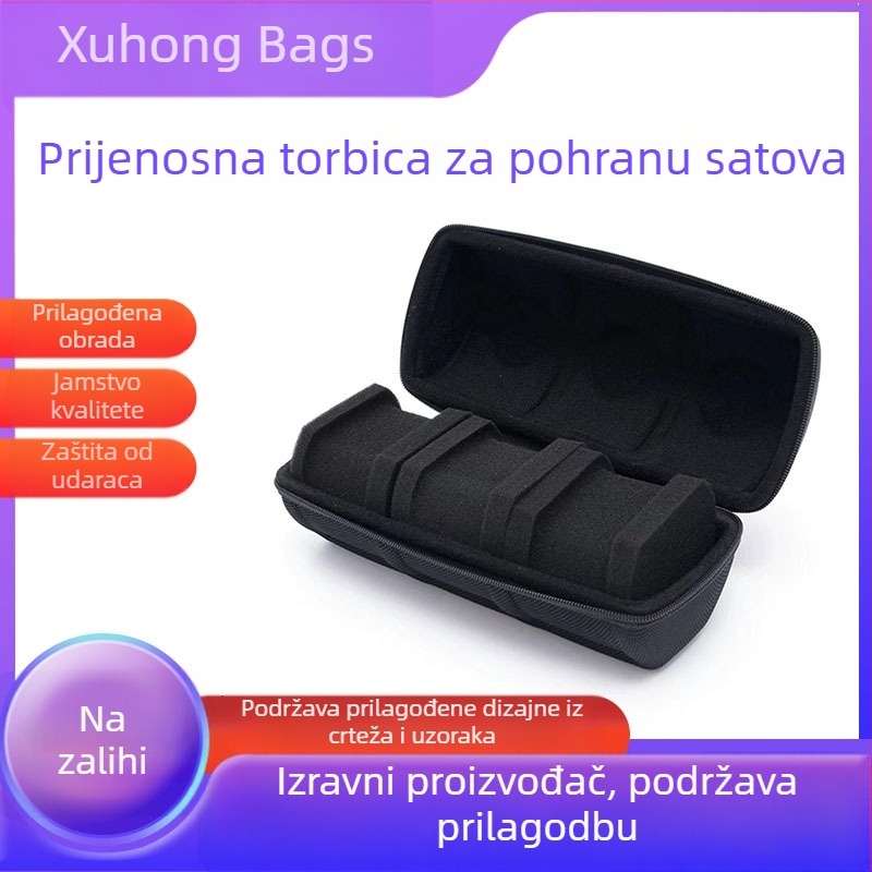 Tvornica izravne prodaje Eva kutija za satove Vodootporna i otporna na pad s tri položaja Crna torba za satove Prijenosna kutija za pohranu Eva satova