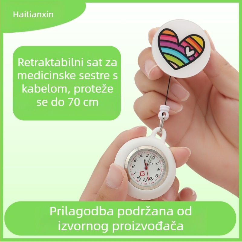 Uvlačivi sat za medicinske sestre, Slatki džepni sat, Viseći sat za liječnike, Studentski svjetleći sat, Ženski model, na zalihi, Brza dostava, Svijetleći brojčanik