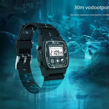 Muški i ženski sportski digitalni satovi, vodootporni 30 m, PU remen, višenamjenski digitalni sat s malim kvadratnim zaslonom