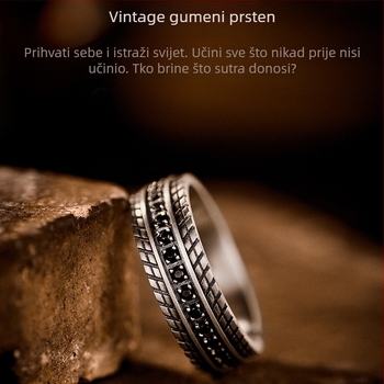 Huayoule novi prsten za kotače za muškarce, trendi osobnost, retro umetnuti kamen, prsten za podešavanje otvaranja gume za dječake