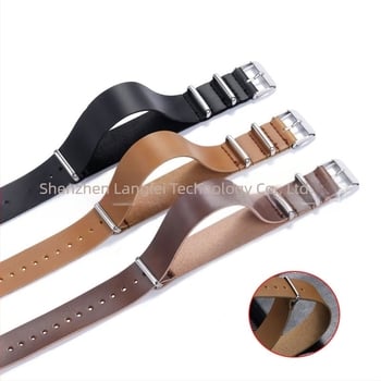 Vintage remen od imitacije kože, PU NATO i ZULU remen, muški, 18/20/22/24 mm, crno-smeđa, srebrna kopča
