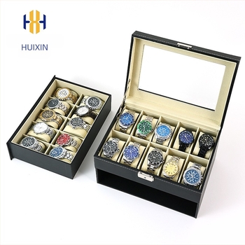 Veleprodaja kutije za satove od pu kože s dvostrukim slojem, 20-bitna ladica, kutija za nakit za poklone, izravna opskrba tvornice