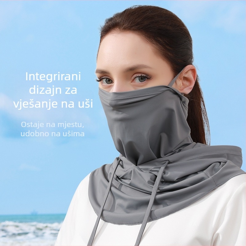 Ljetna zaštita od sunca od tanke maske za sunce s kapuljačom od ledene svile za muškarce i žene, zaštita za lice, šal za vrat, vanjska kapa, biciklistička maska