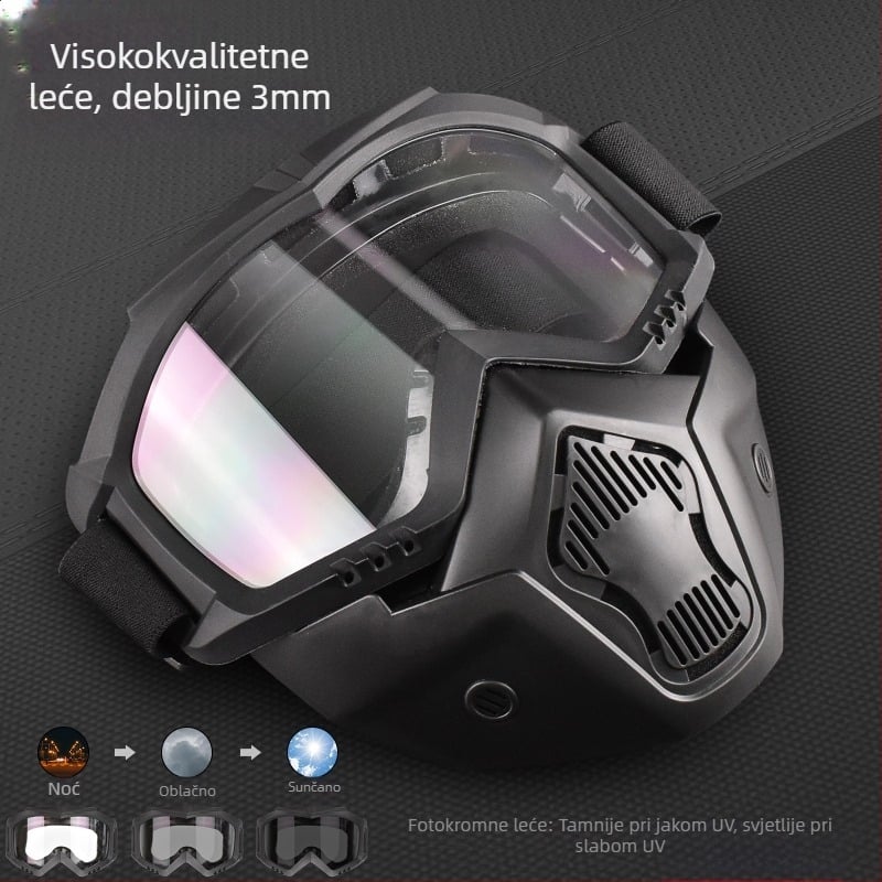 Taktička maska s promjenom boje leće 3 mm, za vanjsku upotrebu, za biciklizam, skijaško trčanje, zaštitne naočale, maska za vanjsku upotrebu, zaštitna oprema za CS