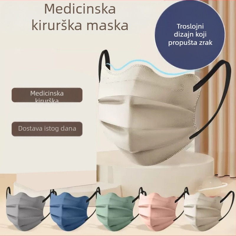 Morandi Color medicinska maska za jednokratnu upotrebu, medicinska kirurgija, 3D leptir val V lice, kut oka, ženska, visoka vrijednost boje