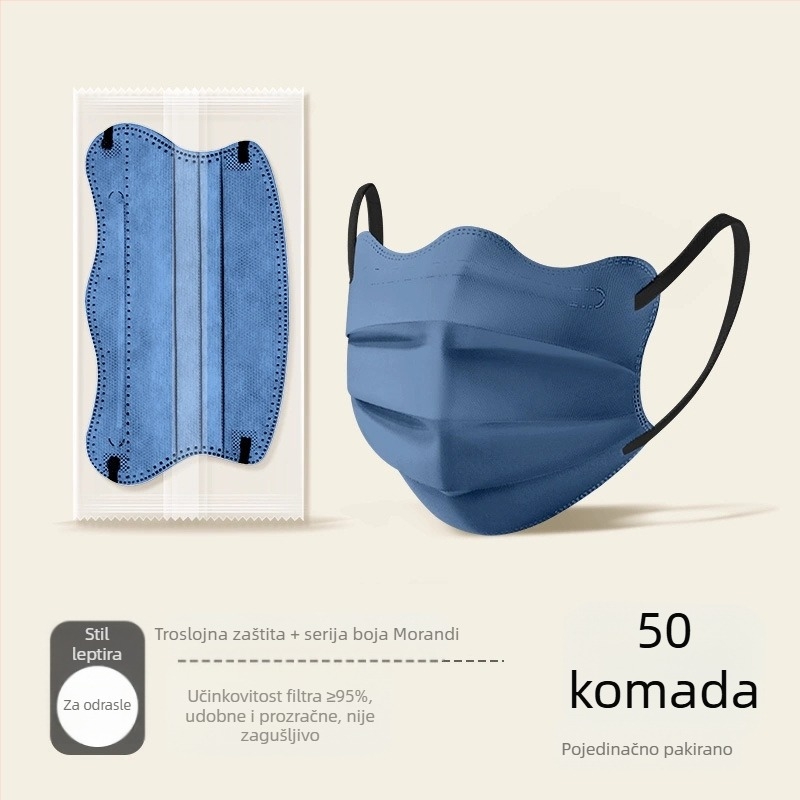 Morandi Color medicinska maska za jednokratnu upotrebu, medicinska kirurgija, 3D leptir val V lice, kut oka, ženska, visoka vrijednost boje