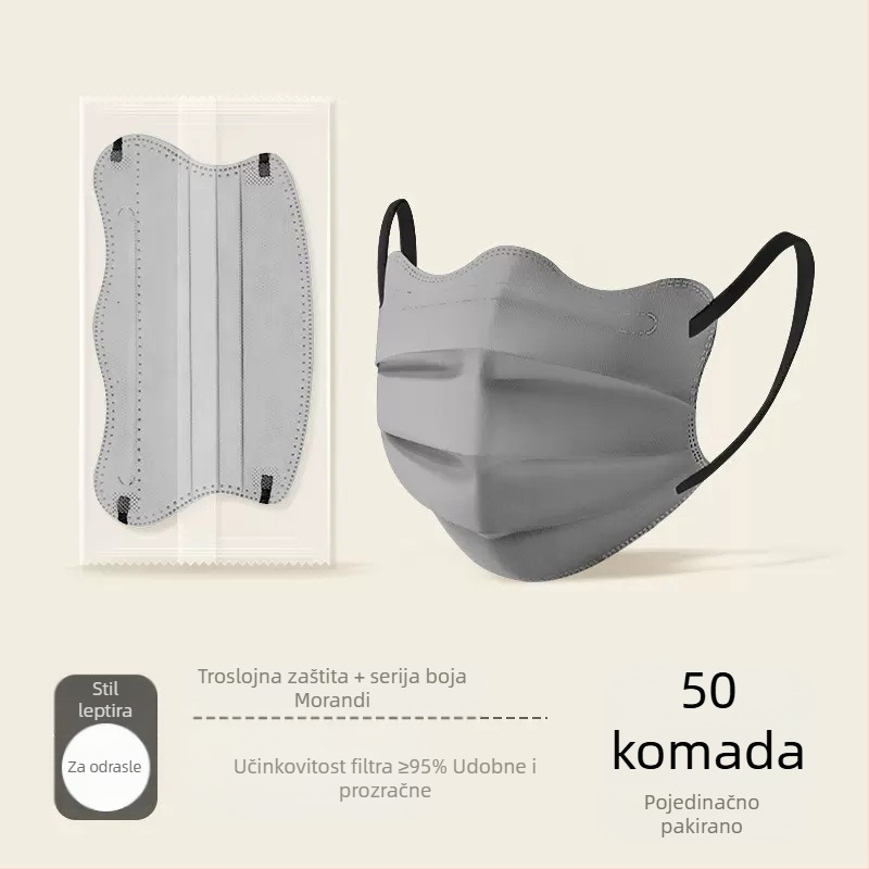 Morandi Color medicinska maska za jednokratnu upotrebu, medicinska kirurgija, 3D leptir val V lice, kut oka, ženska, visoka vrijednost boje