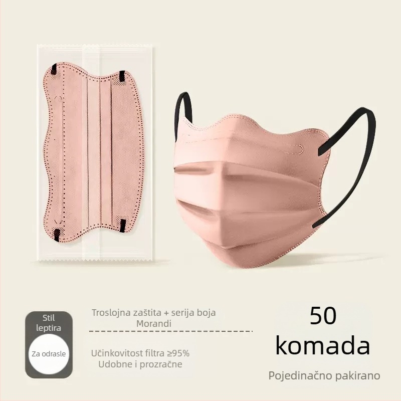 Morandi Color medicinska maska za jednokratnu upotrebu, medicinska kirurgija, 3D leptir val V lice, kut oka, ženska, visoka vrijednost boje