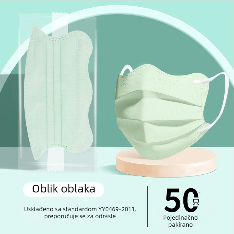 Morandi Color medicinska maska za jednokratnu upotrebu, medicinska kirurgija, 3D leptir val V lice, kut oka, ženska, visoka vrijednost boje
