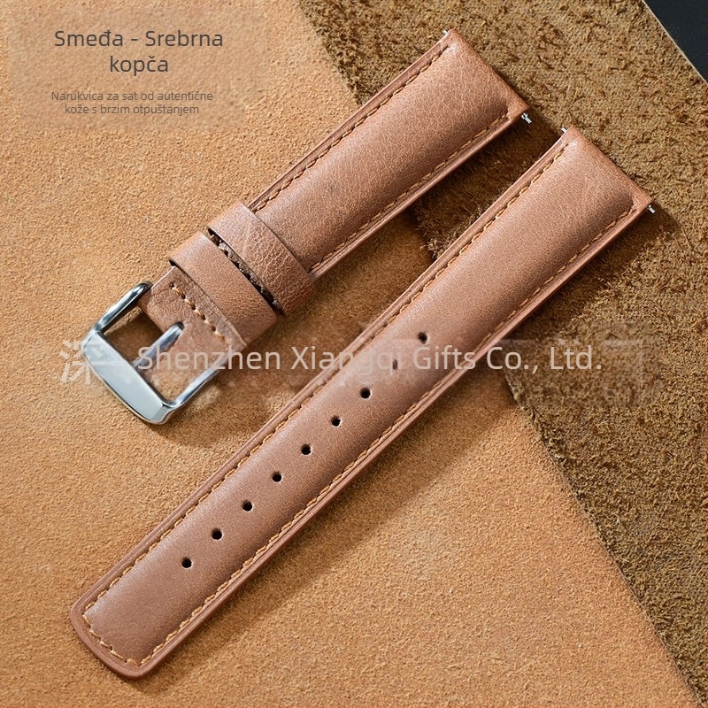 Amazon Explosions Super Soft Head Layer Sofa Leather Teleći kožni remen za brzo rastavljanje Sirova kožna traka za uši 20/22 mm