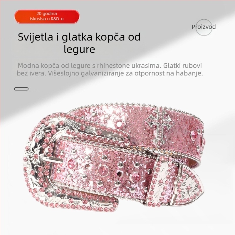 Tvornica veleprodaja križnih legura remena od vještačkog kamenja u punk stilu, modni remen, osobnost zapadnjačkog trapera, modni dodaci