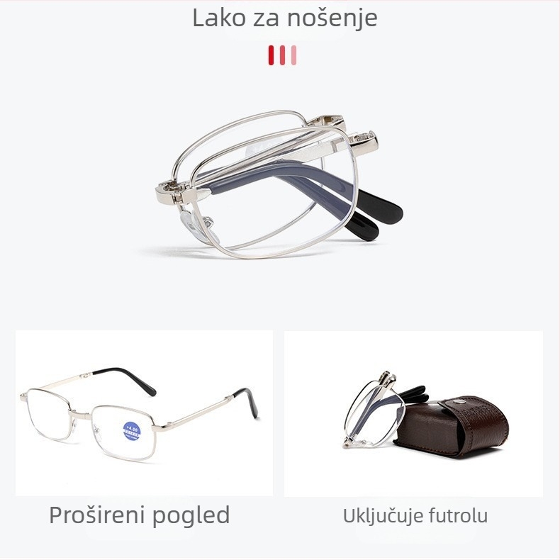Prijenosne sklopive prezbioskopske naočale protiv plavog svjetla, uniseks klasične prezbioskopske naočale za trčanje, Jianghu Stall naočale