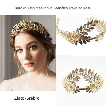 Europska i američka metalna traka za glavu s listovima, traka za glavu, barokna kruna od lišća, vjenčanica, ukras za kosu, ukras za kosu s krunom od lišća