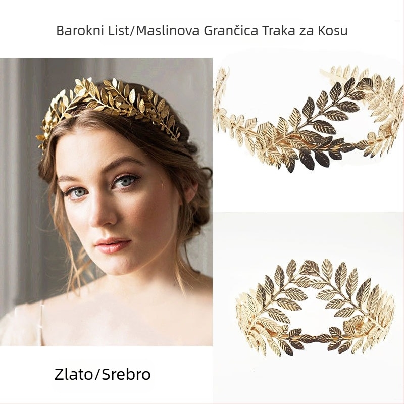 Europska i američka metalna traka za glavu s listovima, traka za glavu, barokna kruna od lišća, vjenčanica, ukras za kosu, ukras za kosu s krunom od lišća