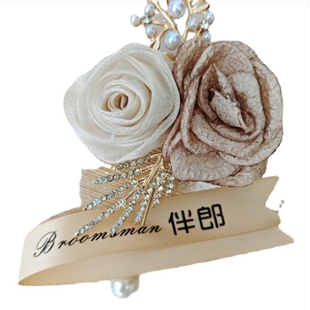 Boja šampanjca Kum za djeverušu Vjenčani broš Mladenka Mladoženja Vjenčani korsaž Visokoosjetljivi cvijet za mladenku sestre za zglob