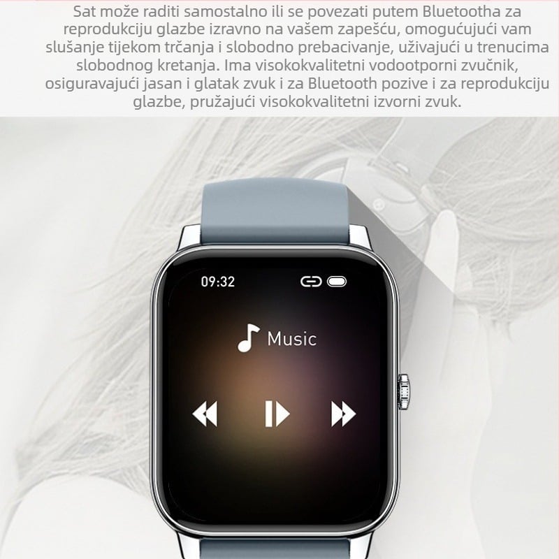 Pametni sat P90 Novi 1,85 kvadratni zaslon Bluetooth informacije o pozivima podsjeća na respiratorni trening praćenje otkucaja srca praćenje sna