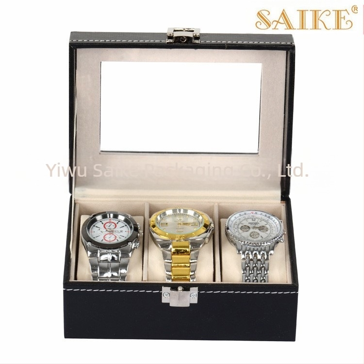 Veleprodajna vitrina za satove s 3 utora, kutija za sat od PU materijala, kutija za sat za pohranu, kutija za obiteljske fotografije satova