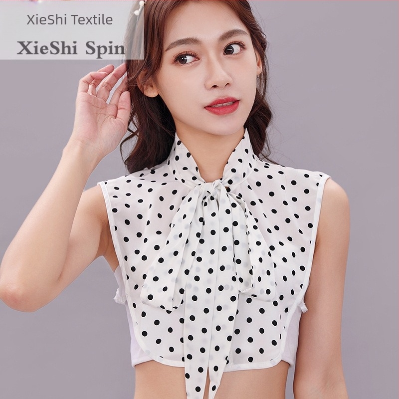 Korejski stil Novi korejski stil Polka Dot Lažna kragna Ženska univerzalna košulja s ukrasnom mašnom za ovratnik košulje