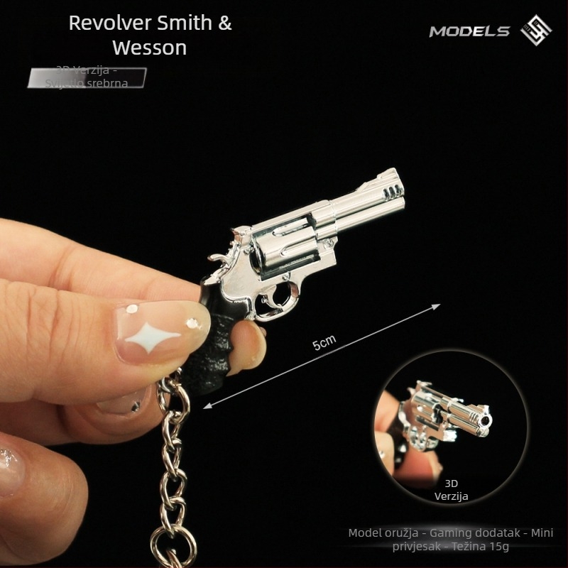 Privjesak za ključeve Peace Elite Surround od metala, revolvera Smith Wesson, malog pištolja, modela školske torbe, od legure