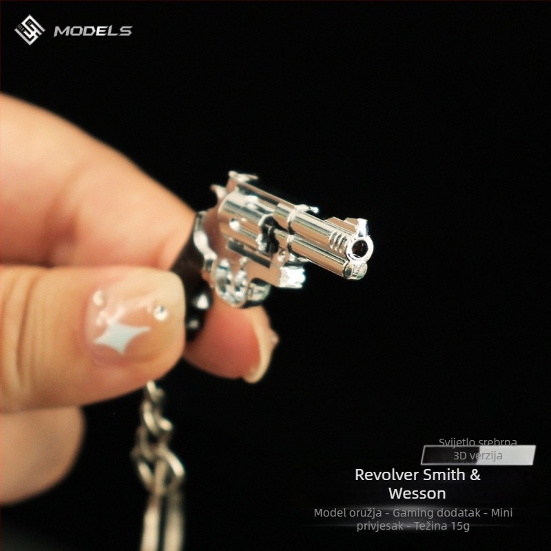 Privjesak za ključeve Peace Elite Surround od metala, revolvera Smith Wesson, malog pištolja, modela školske torbe, od legure