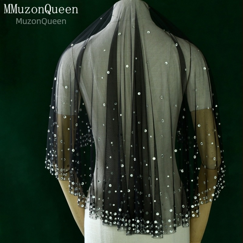 Manzhen crna vjenčanica s cirkonima, šifrirana vjenčanica s cirkonima, bez češlja, vintage foto nakit M132