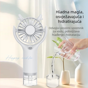 Prekogranični novi ručni ventilator s raspršivačem, mini prijenosni ventilator za vrat, stolni ventilator s tihim zvukom, teška magla, poklon na veliko