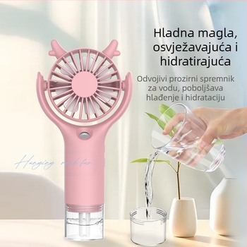 Prekogranični novi ručni ventilator s raspršivačem, mini prijenosni ventilator za vrat, stolni ventilator s tihim zvukom, teška magla, poklon na veliko