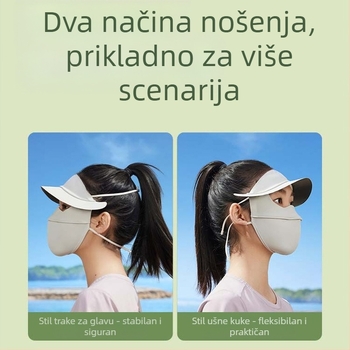 Ljetna crna maska za sunčanje s gumenim obodom, Gini najlonska, ledeno svilena, za žene, UPF50, prozračna maska za jahanje za sunčanje