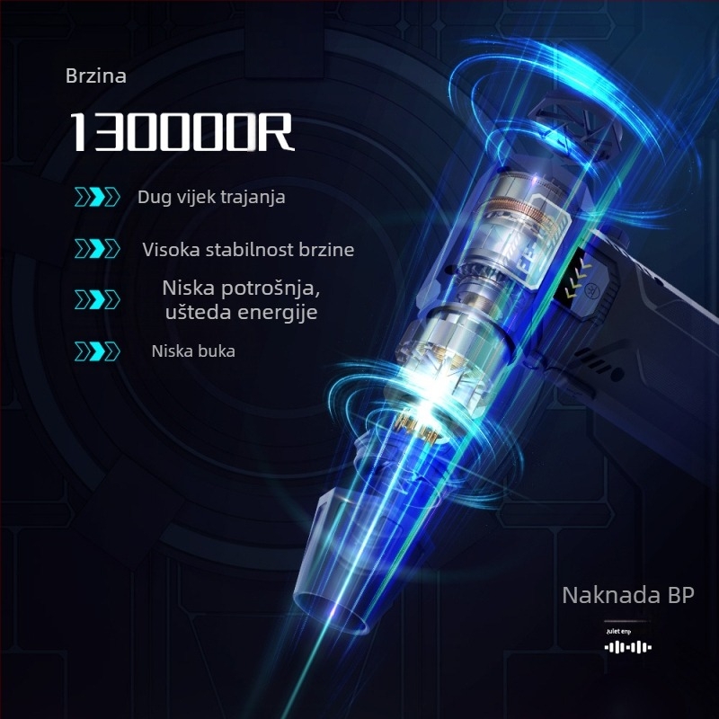 Prijenosni nasilni turbo ventilator od 130 000 okretaja, super vjetar, bezstupanjska regulacija brzine s laganim sakupljačem prašine, usisavač za automobil