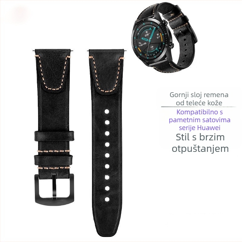 Kožni poslovni kaiš za Huawei GT5/4/3/2 46mm i Watch4/3Pro, 22mm, muški