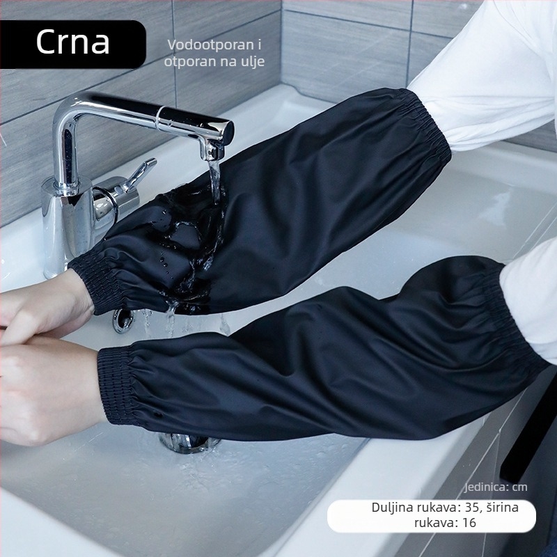 Vodootporni i uljeotporni PU muški i ženski rukavi za odrasle, radnike i kućanske poslove, čistače, rukavi protiv obraštanja, crni platneni rukavi
