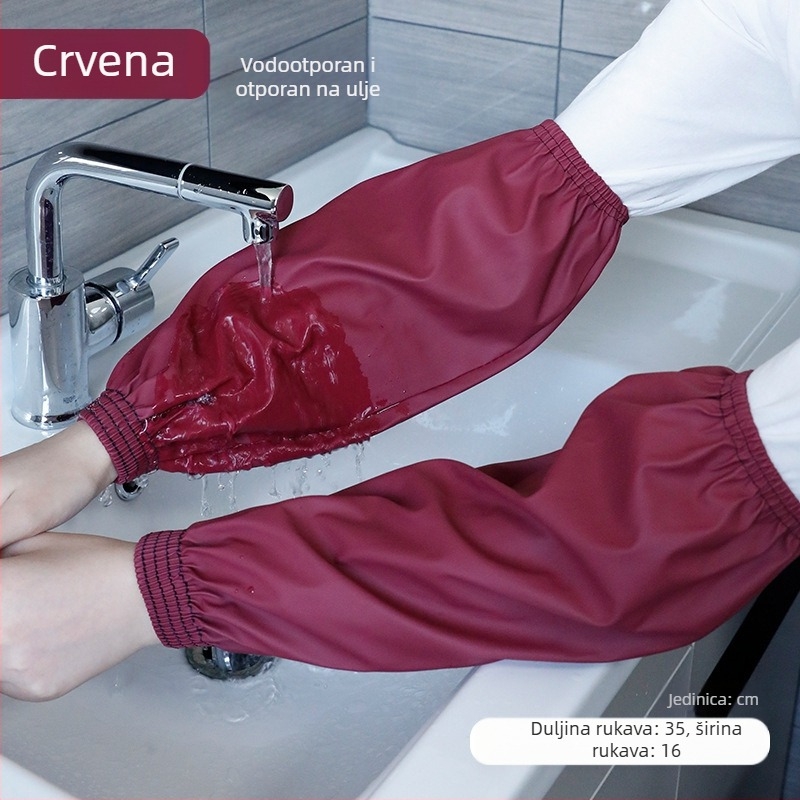 Vodootporni i uljeotporni PU muški i ženski rukavi za odrasle, radnike i kućanske poslove, čistače, rukavi protiv obraštanja, crni platneni rukavi