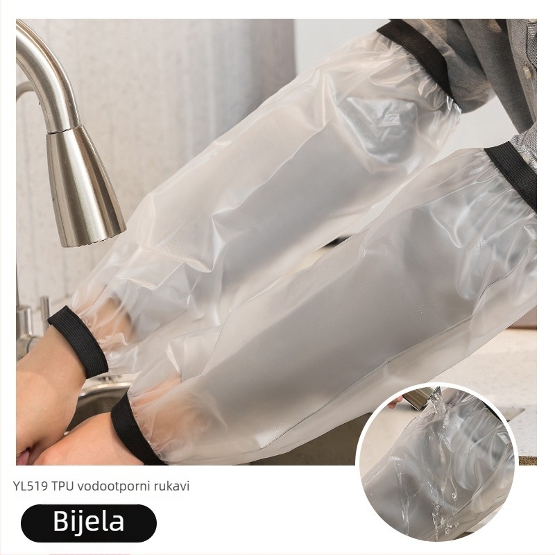 Vodootporni i uljeotporni PU muški i ženski rukavi za odrasle, radnike i kućanske poslove, čistače, rukavi protiv obraštanja, crni platneni rukavi