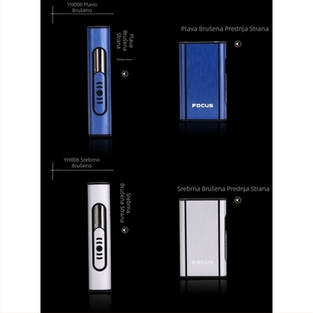 Focus kutija za cigarete, pakiranje od 10 grubih kutija za cigarete, automatsko puhanje dima, ultra tanka aluminijska plastična kutija za cigarete s natpisom