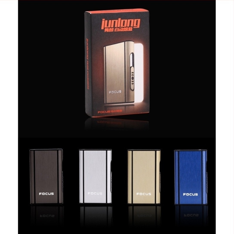 Focus kutija za cigarete, pakiranje od 10 grubih kutija za cigarete, automatsko puhanje dima, ultra tanka aluminijska plastična kutija za cigarete s natpisom