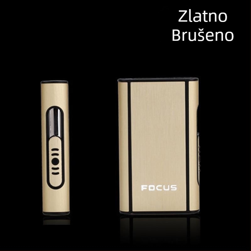 Focus kutija za cigarete, pakiranje od 10 grubih kutija za cigarete, automatsko puhanje dima, ultra tanka aluminijska plastična kutija za cigarete s natpisom
