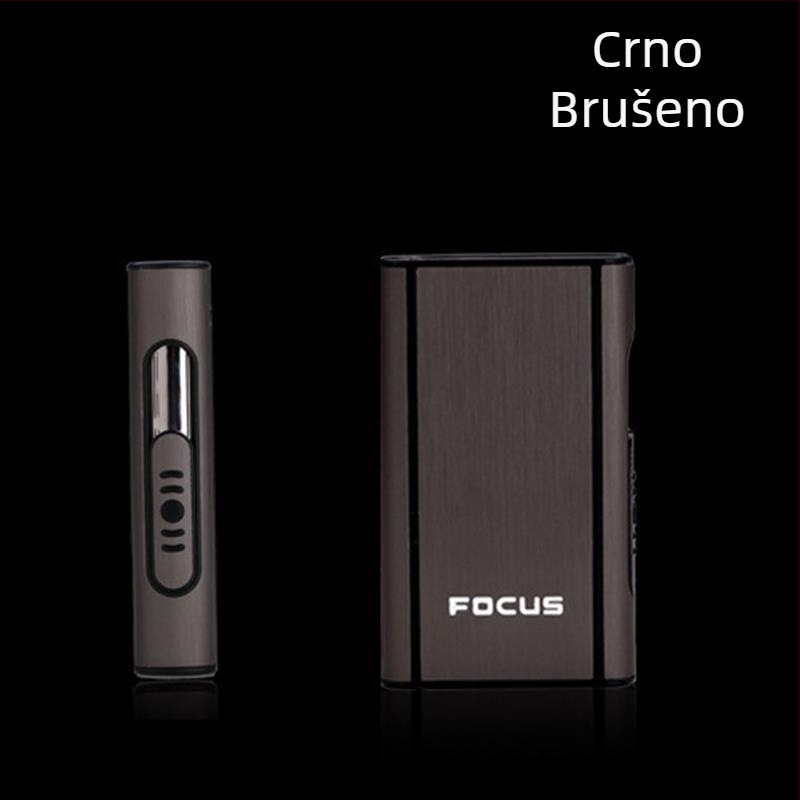 Focus kutija za cigarete, pakiranje od 10 grubih kutija za cigarete, automatsko puhanje dima, ultra tanka aluminijska plastična kutija za cigarete s natpisom