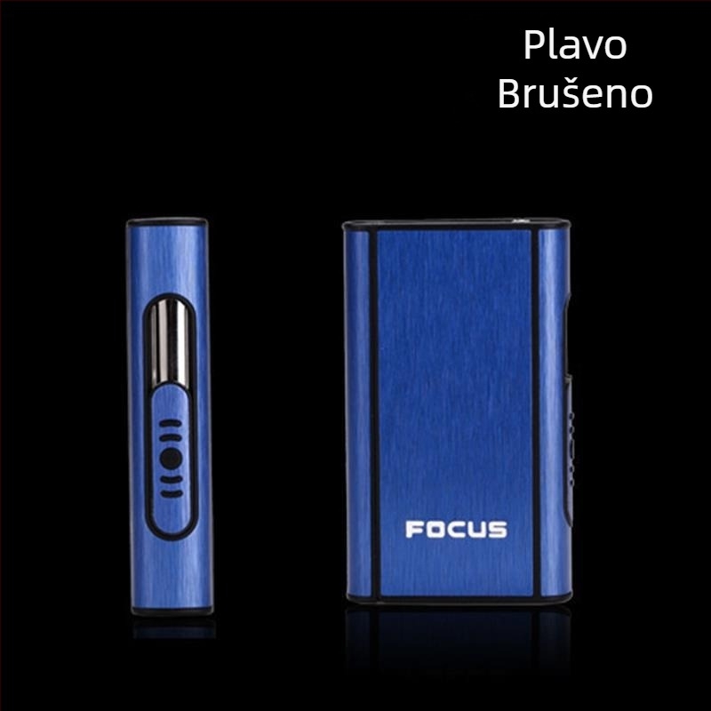 Focus kutija za cigarete, pakiranje od 10 grubih kutija za cigarete, automatsko puhanje dima, ultra tanka aluminijska plastična kutija za cigarete s natpisom