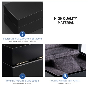 Mat crna kutija za sat, višebojna, vrhunska drvena kutija, kutija za jedan sat, proizvođač poklon kutija za sat, veleprodaja, skladištenje