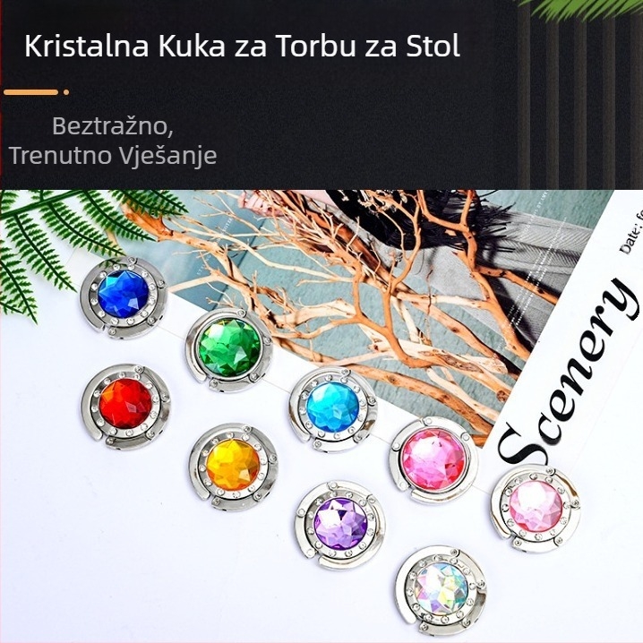Prijenosna i praktična sklopiva vješalica za kristalne vrećice, set kuka za torbe s 12 metalnih kuka za vrećice