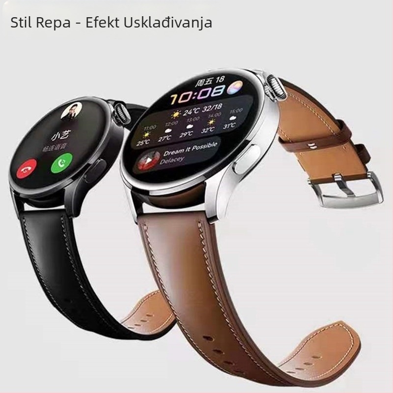 Pogodno za Huawei remen za sat, kožna baza, kvadratni uljni rub, marelicasti uljni rub, remen za pametni sat Gt5