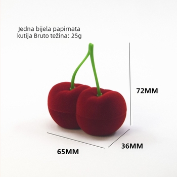 Huiyi kutija za nakit od trešnje, baršunasta kutija za pakiranje nakita, naušnice, ogrlica, slatka kutija za prstenje od trešnje