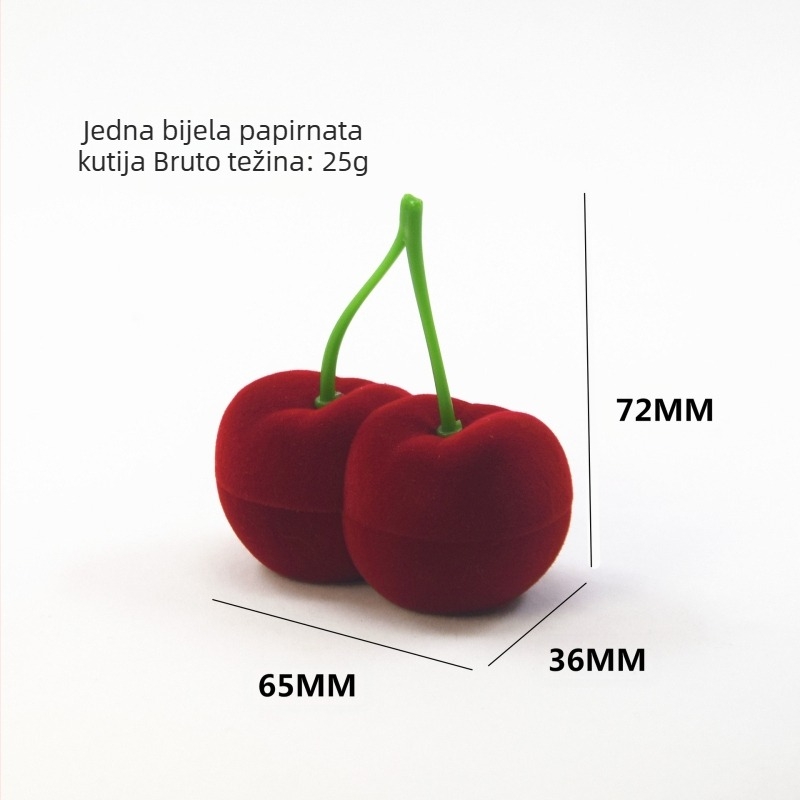 Huiyi kutija za nakit od trešnje, baršunasta kutija za pakiranje nakita, naušnice, ogrlica, slatka kutija za prstenje od trešnje