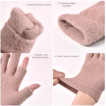 Zimske propuštajuće kristalne pređe s dva prsta, novi proizvod, muške i ženske studentske igre, pletene rukavice s zaslonom osjetljivim na dodir, neklizajuće