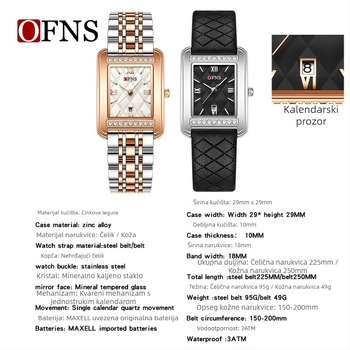 Oufani Foreign Trade Hot-Seller ženski sat Square Niche Diamond Watch s kalendarom Vodootporni kvarcni sat Dropshipping