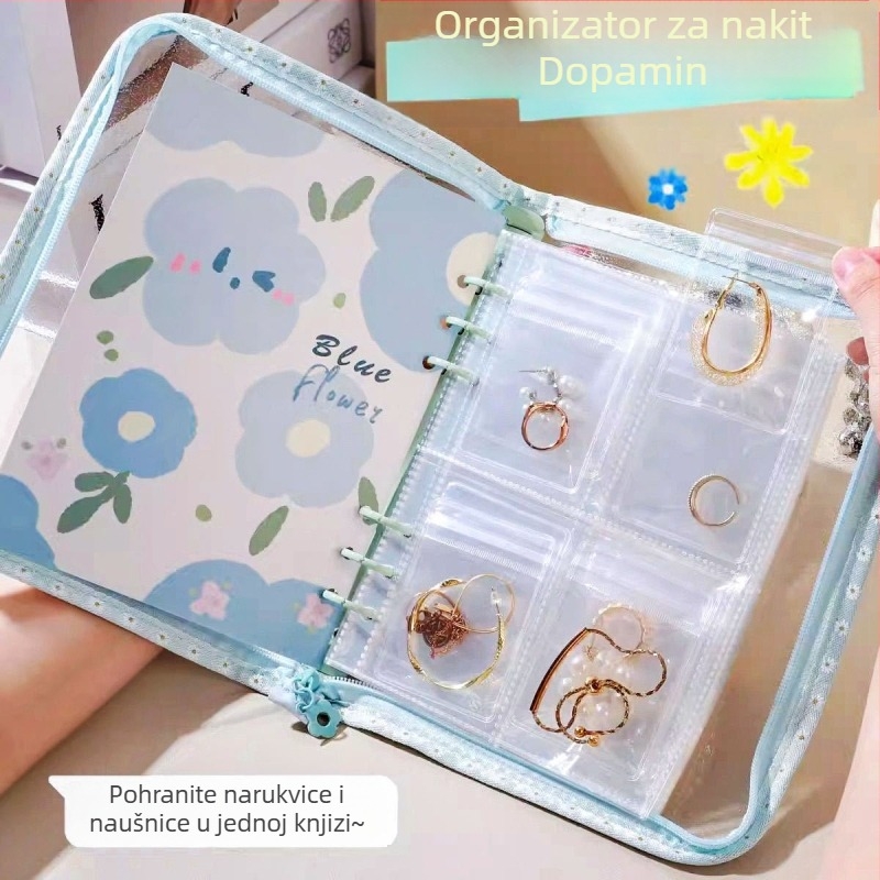Mala cvjetna knjiga s patentnim zatvaračem, naušnice protiv oksidacije, ogrlice, naušnice, nakit, dodaci za ruke, zatvorene vrećice, knjige za pohranu, pohrana nakita