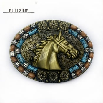 BULLZINE Kopča za remen od legure cinka u zapadnjačkom traper stilu s konjskom glavom 03764-2 Vintage ležerna kopča za remen