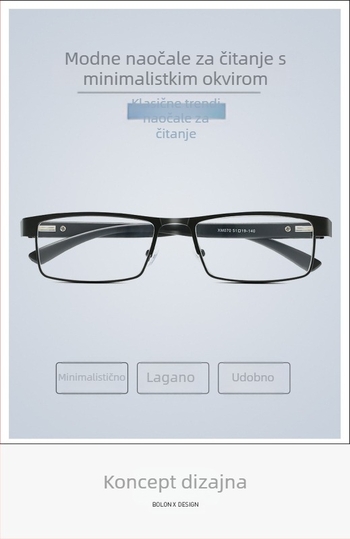 Nove naočale za čitanje s anti-plavim svjetlom, naočale punog okvira za starije osobe, metalne naočale za čitanje, izvrsne naočale za starije osobe 070