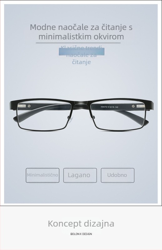 Nove naočale za čitanje s anti-plavim svjetlom, naočale punog okvira za starije osobe, metalne naočale za čitanje, izvrsne naočale za starije osobe 070