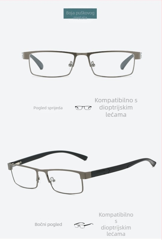 Nove naočale za čitanje s anti-plavim svjetlom, naočale punog okvira za starije osobe, metalne naočale za čitanje, izvrsne naočale za starije osobe 070